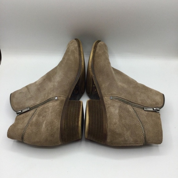 Lucky Brand Boide Taupe Suede Block Low Heel Zipper Ankle Boots Size 10M - Picture 13 of 14